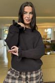 Conrad Batwing Ruffle Cuff Knit Darkest Brown